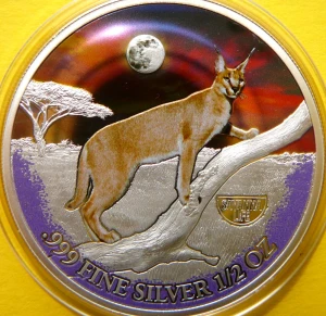 500 FRANK KAMERUN 2022 KARAKAL ŻYCIE SAWANNY KOLOR Ag 999