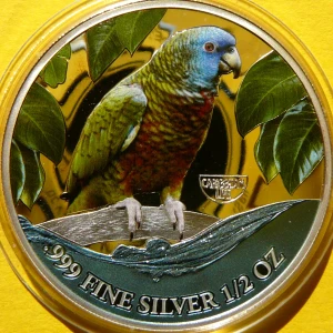 500 FRANK KAMERUN 2023 PTAK PAPUGA SAINT LUCIA ŻYCIE NA KARAIBACH Ag 999