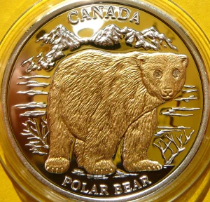 10$ LIBERIA 2004 NIEDŹWIEDŹ POLARNY Ag 999+BRYLANT