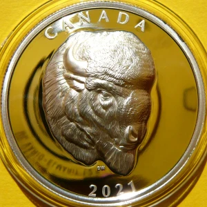 25$ KANADA 2021 BUFFALO BIZON HIGH RELIEF Ag Oz 3D RZADKA 