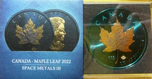 5$ KANADA 2022 LIŚĆ KLONU MAPLE LEAF SPACE METALS