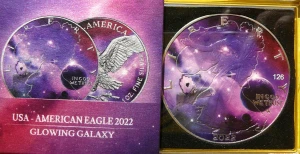 1$ USA 2022 EAGLE LIBERTY BOGINI WOLNOŚCI GLOWING GALAXY KOLOR