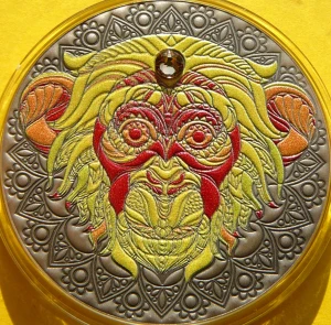 2 CEDIS GHANA 2020 MAŁPA MANDALA SWAROVSKI SREBRO KOLOR  +CER