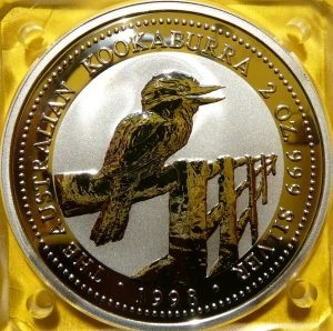 2$ AUSTRALIA 1998 KOOKABURRA ZIMORODEK SREBRO 2 UNCJE 