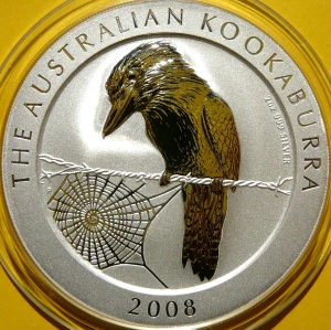 2$ AUSTRALIA 2008 KOOKABURRA ZIMORODEK SREBRO 2 UNCJE 