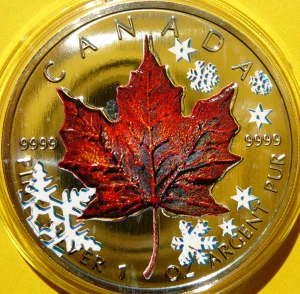 5$ KANADA 2001 LIŚĆ KLONU MAPLE LEAF PORY ROKU ZIMA
