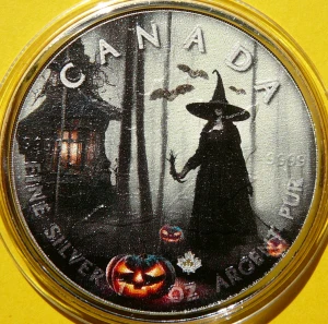 5$ KANADA 2022 LIŚĆ KLONU MAPLE LEAF CZAROWNICA HALLOWEEN