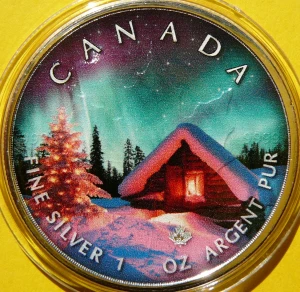 5$ KANADA 2022 LIŚĆ KLONU MAPLE LEAF ZORZA POLARNA KOLOR