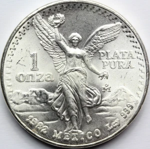 ONZA PLATA PURA MEKSYK 1982 LIBERTAD BOGINI Ag Oz