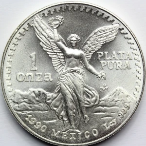 ONZA PLATA PURA MEKSYK 1990 BOGINI LIBERTAD Ag Oz