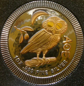 2$ NIUE 2017 ATENY SOWA PUCHACZ Ag/Au RUTHEN 