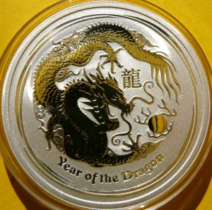 50 CENTS AUSTRALIA 2012 ROK SMOKA DRAGON LUNAR Ag 999