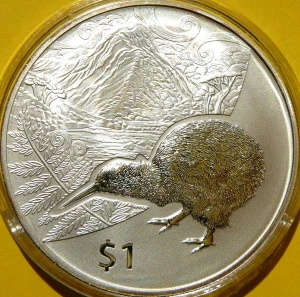 1$ NOWA ZELANDIA 2014 PTAK KIWI SREBRO 999 UNCJA