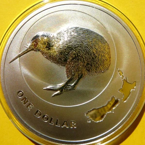 1$ NOWA ZELANDIA 2009 PTAK KIWI SREBRO 999 UNCJA