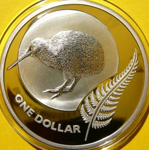 1$ NOWA ZELANDIA 2011 PTAK KIWI SREBRO 999 UNCJA PROOF