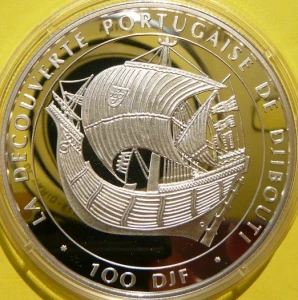 100 FRANK DŻIBUTI 1996 STATEK ŻAGLOWIEC KARAKA 