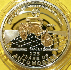 2$ PALAU 2011 AUTO BENZ PATENT MOTORWAGEN Ag/Au