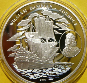 1000 FRANK TOGO 2004 ŻAGLOWIEC ROEBUCK WILLIAM DAMPIER SREBRO