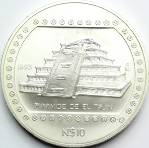 10 PESO MEKSYK 1993 EL TAJIN PREKOLUMBIJSCY VERACRUZ 5Oz