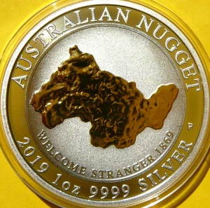 1$ AUSTRALIA 2019 NUGGET SAMORODEK ZŁOTA SREBRO UNCJA