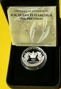 1$ AUSTRALIA 2016 ROCZNICA KRÓLOWEJ ELŻBIETY II HIGH RELIEF SREBRO
