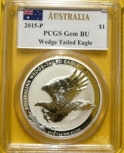 1$ AUSTRALIA 2015 ORZEŁ WEDGE TAILED EAGLE PCGS GEM BU