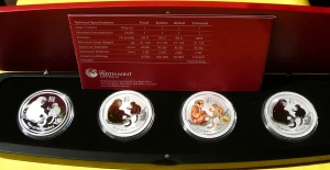 4 x 1$ AUSTRALIA 2016 ROK MAŁPY MONKEY LUNAR ZŁOCONY KOLOR PROOF
