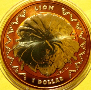 1$ SIERRA LEONE 2022 LEW WIELKA PIĄTKA SREBRO UNCJA KOLOR
