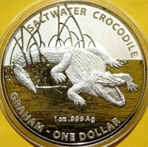 1$ AUSTRALIA 2014 KROKODYL SŁODKOWODNY GRAHAM SREBRO UNCJA