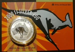 DOLLAR AUSTRALIA 2000 KANGUR SREBRO 999 UNCJA + CERT
