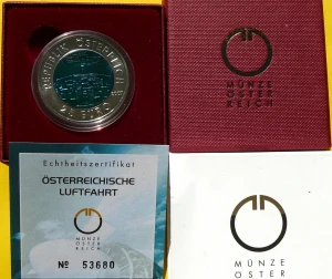 25 EURO AUSTRIA 2007 AUSTRIACKIE LOTNICTWO Ag + NIOB