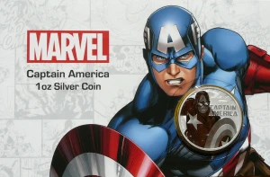 1$ TUVALU 2019 KAPITAN AMERYKA KOMIKSY MARVEL SREBRO UNCJA +CER
