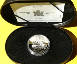 20$ KANADA 2001 KOLEJ PAROWÓZ SAMSON SCOTIA TRANSPORT HOLOGRAM UNCJA