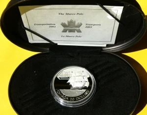  20$ KANADA 2001 ŻAGLOWIEC MARCO POLO TRANSPORT HOLOGRAM UNCJA