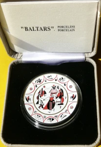 5 EURO ŁOTWA 2016 TANIEC FOLKLOR TRADYCJA BIAŁA PORCELANA SREBRO RZADKA