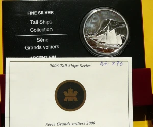 20$ KANADA 2006 ŻAGLOWIEC KECZ SREBRO UNCJA KOLOR HOLOGRAM