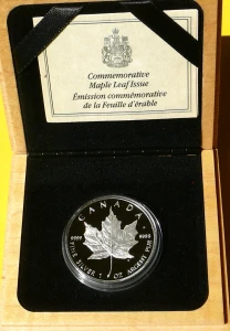5$ KANADA 1989 LIŚĆ KLONU MAPLE LEAF SREBRO UNCJA PROOF