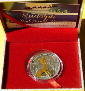 5$ KIRIBATI 2013 BOŻE NARODZENIE RENIFER RUDOLF CZERWONONOSY ŚWIĘTA RZADKA