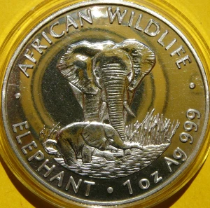 5000 KWACH ZAMBIA 1999 SŁOŃ AFRYKAŃSKI i SŁONIĄTKO RZADKA