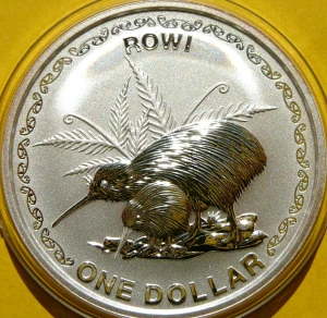 DOLLAR NOWA ZELANDIA 2005 PTAK KIWI SREBRO UNCJA RZADKA