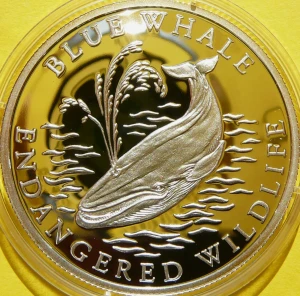 10$ LIBERIA 2001 PŁETWAL BŁĘKITNY ZAGROŻONE GATUNKI SREBRO