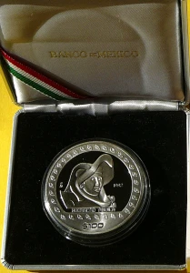 100$ MEKSYK 1992 INDIANIN GUERRERO AGUILA SREBRO PROOF RZADKA