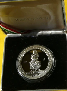 100 PESO MEKSYK 1992 XOCHIPILLI AZTEKOWIE SREBRO PROOF