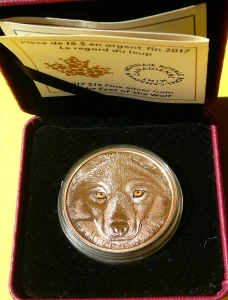 15$ KANADA 2017 W OCZACH WILKA KOLOR SREBRO RZADKA