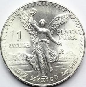 ONZA PLATA PURA MEKSYK 1987 LIBERTAD BOGINI SREBRO 999 UNCJA