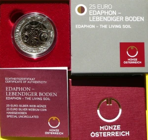 25 EURO AUSTRIA 2024 EKOLOGIA EDAFON ŻYCIE W GLEBIE SREBRO NIOB