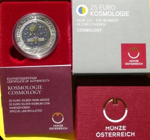 25 EURO AUSTRIA 2015 SPUTNIK KOSMOLOGIA SREBRO NIOB