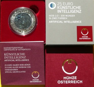 25 EURO AUSTRIA 2019 SZTUCZNA INTELIGENCJA SREBRO NIOB