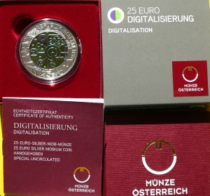 25 EURO AUSTRIA 2025 CYFRYZACJA DIGITALIZACJA SREBRO NIOB