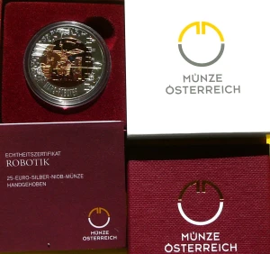25 EURO AUSTRIA 2011 ROBOTYKA CZŁOWIEK DA VINCI SREBRO NIOB